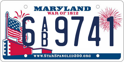 MD license plate 6AB9741