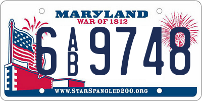 MD license plate 6AB9748
