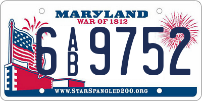 MD license plate 6AB9752
