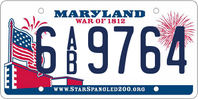 MD license plate 6AB9764