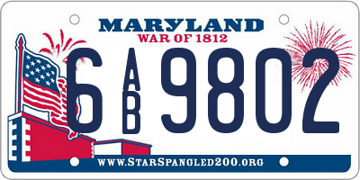 MD license plate 6AB9802