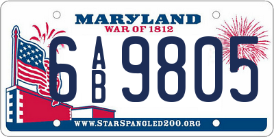 MD license plate 6AB9805