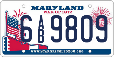 MD license plate 6AB9809