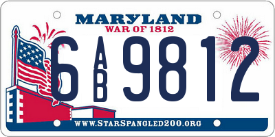 MD license plate 6AB9812