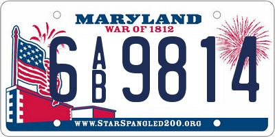 MD license plate 6AB9814