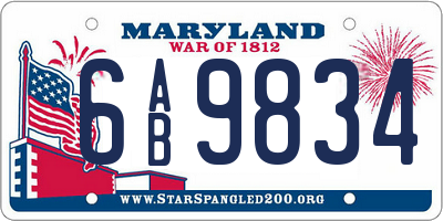 MD license plate 6AB9834