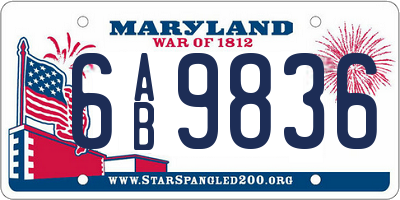 MD license plate 6AB9836