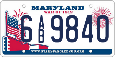 MD license plate 6AB9840