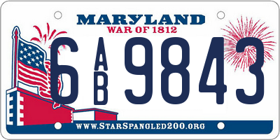 MD license plate 6AB9843