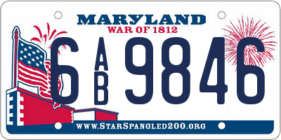 MD license plate 6AB9846