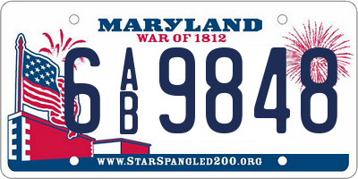 MD license plate 6AB9848