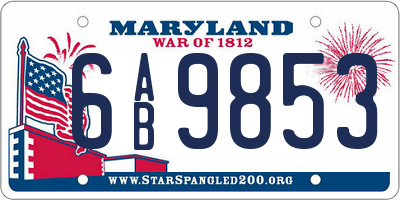 MD license plate 6AB9853