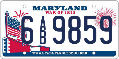 MD license plate 6AB9859