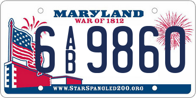 MD license plate 6AB9860