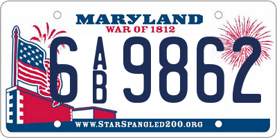 MD license plate 6AB9862