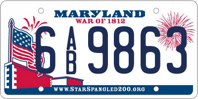 MD license plate 6AB9863