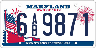 MD license plate 6AB9871