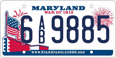 MD license plate 6AB9885