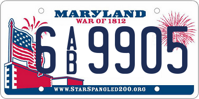 MD license plate 6AB9905