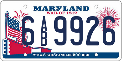 MD license plate 6AB9926