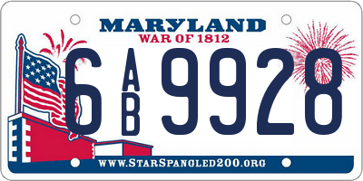 MD license plate 6AB9928