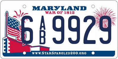 MD license plate 6AB9929