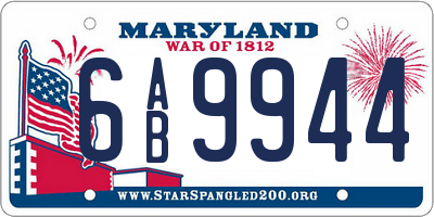 MD license plate 6AB9944