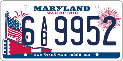 MD license plate 6AB9952