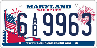 MD license plate 6AB9963