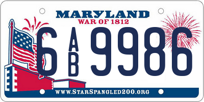 MD license plate 6AB9986