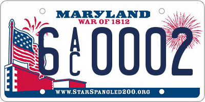 MD license plate 6AC0002