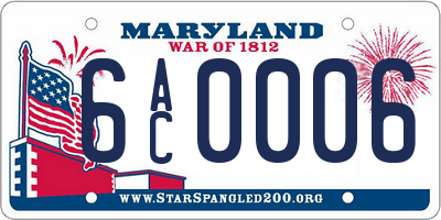 MD license plate 6AC0006