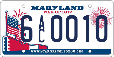 MD license plate 6AC0010