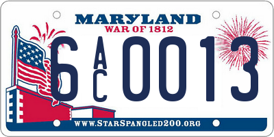 MD license plate 6AC0013