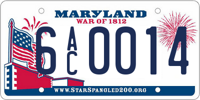MD license plate 6AC0014