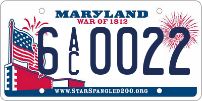 MD license plate 6AC0022