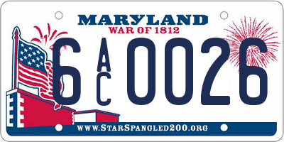 MD license plate 6AC0026