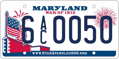 MD license plate 6AC0050