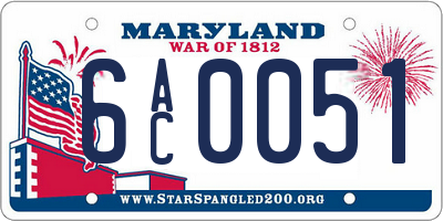 MD license plate 6AC0051
