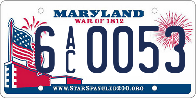 MD license plate 6AC0053