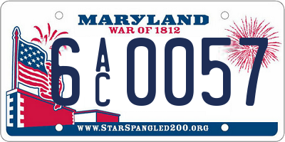 MD license plate 6AC0057