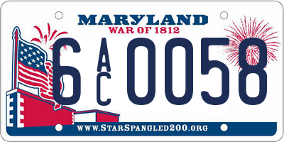 MD license plate 6AC0058