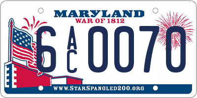 MD license plate 6AC0070