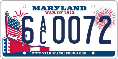 MD license plate 6AC0072