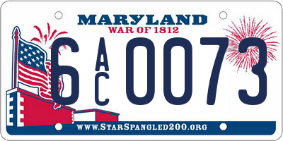 MD license plate 6AC0073