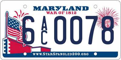 MD license plate 6AC0078