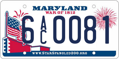MD license plate 6AC0081