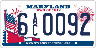 MD license plate 6AC0092