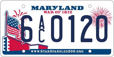 MD license plate 6AC0120