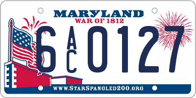 MD license plate 6AC0127